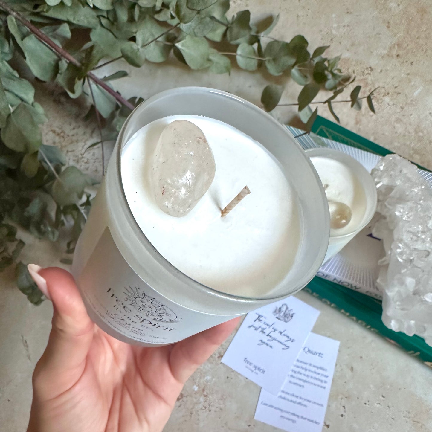 Cleanse | Matcha & Charcoal Scented Candle Infused with Clear Quartz